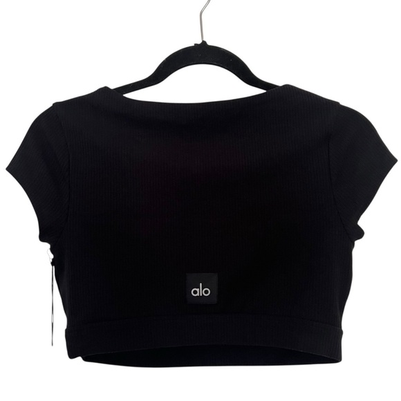 Alo Yoga Black Blissful Henley Bra Top NWT Medium - Picture 2 of 8